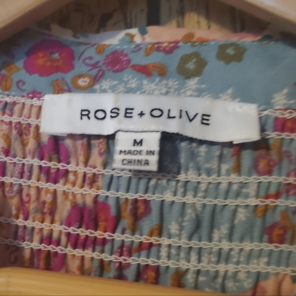 Rose + Olive Boho Patchwork Floral Button Down Se… - image 6